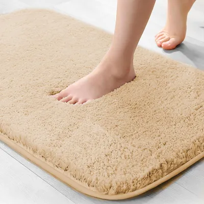 Image de Tapis de bain en microfibre, épaisseur 2 cm, ultra-absorbant, 40 x 60 cm, couleur camel