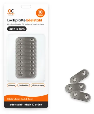 Produktbild von 10x Edelstahl Lochplatte Holzverbinder Lochblech Flachverbinder Verbinder 5-14 40x16mm