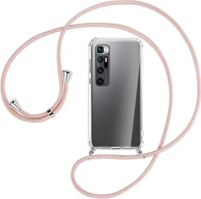 Produktbild von Handykette Backcover-Schutzhülle mit Band (Metall silberfarben) für Xiaomi Mi 10 Ultra - roségold