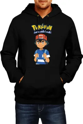 Zdjęcie produktu dla Męska Bluza Z Kapturem Japan Manga Anime Comics Pokemon 016, Man M / Czarny