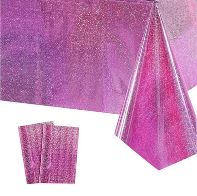 Obrázek produktu pro Párty ubrus, lesklý, 2 kusy, rozměry 137x274 cm, plast, voděodolný, barva růžová