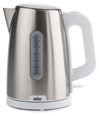 Produktbild von Braun WK 1500, 1,7 l, 2200 W, Edelstahl, Weiß, Wasserstandsanzeige, Überhitzungsschutz