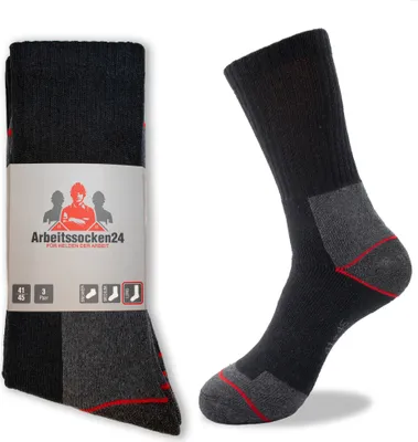 Produktbild von 12 Paar lange Arbeitssocken24® in Schwarz in Größe 43-46 - Mit SilverPlus Technologie,