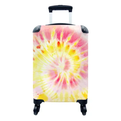 Produktbild von MuchoWow® Koffer Handgepäck Trolley Rollkoffer Kleine Reisekoffer mit 4 Rollen - Krawattenfärbung - Rosa - Rot - Cabin Size < 55x40x23 cm & 55x40x20 cm - Fotokoffer - Kabinenkoffer - Boardgepäck - Reise-Box - Reisekoffer - Reisegepäck - Koffer mit Bild - Trolley für Kinder