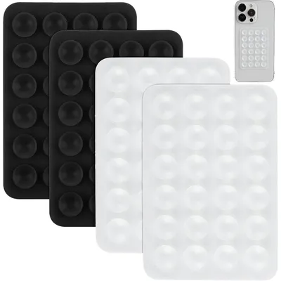 Productafbeelding van Siliconen zuignappen voor telefoonhouder, 4 stuks, wit/zwart, geschikt voor alle modellen