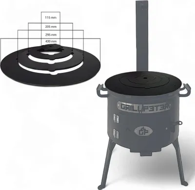 Produktbild von Kochplatte mit Ringen für Utschak 12L D43 cm aus Stahl 4mm
