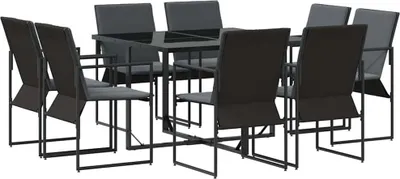Immagine prodotto di vidaXL Set da pranzo da giardino 9 pezzi in acciaio nero