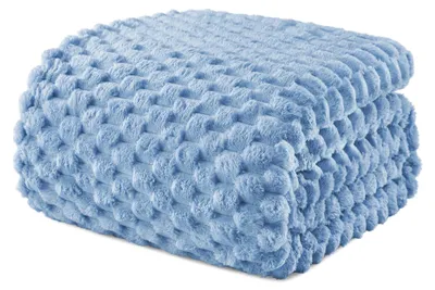 Produktbild von Omgoods – Kuschelige Fleece-Decke – Warm und leicht, für alle Jahreszeiten, 230 x 270 cm, Grau-Blau