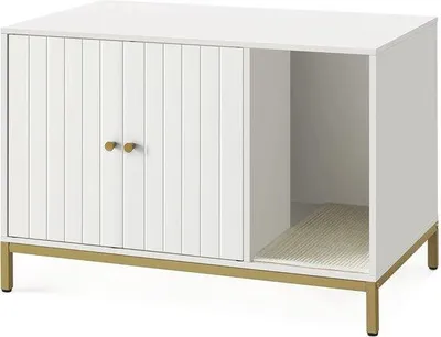 Produktbild von Moderner Katzenhochsitz mit Krabbelmat und hohen Beinen - Komfortables Katzenhaus und Sideboard