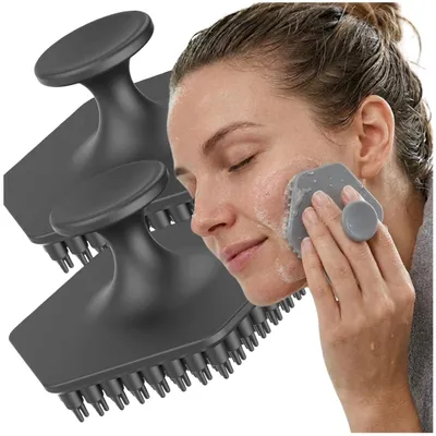 Immagine prodotto di Spazzola in silicone per pulire, lavare ed esfoliare, 2 pezzi, grigia