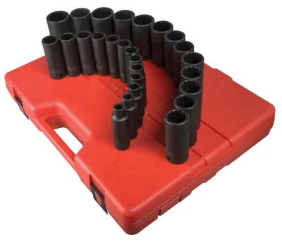 Produktbild von Metrisches Tiefgang-Ringschlüssel-Set, 1/2 Zoll, 26-teilig