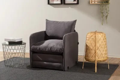 Immagine prodotto di Hanah Home, Saga Single - Grey, divano letto a 1 posto, grigio, 100% POLIESTERE, 68 x 70 x 66 cm