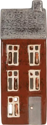 Obrázek produktu pro Clayre & Eef Stojánek na čajovou svíčku House 10x7x26 cm Hnědá keramika