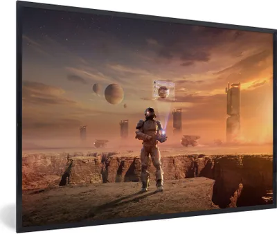 Produktbild von MuchoWow® Gerahmtes Poster Ein Astronaut auf dem Mars 60x40 cm - Poster mit Schwarzem Bilderrahmen Wandposter Rahmen Foto Bilder - Printing - Wanddeko Schlafzimmer
