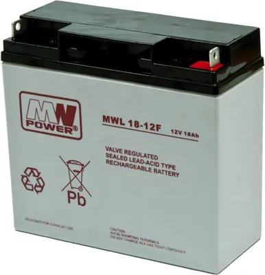 Productafbeelding van MWL 18-12F: AGM-accu, 12V/18Ah, afmetingen 181*77*167 (type T3)
