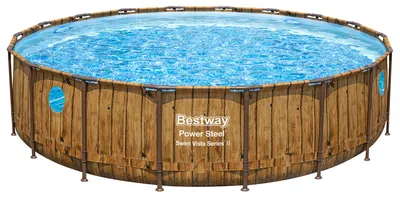 Produktbild von Power Steel™ Swim Vista Series™ Solo Pool ohne Zubehör Ø 549 x 122 cm, Holz-Optik (Pinie), rund