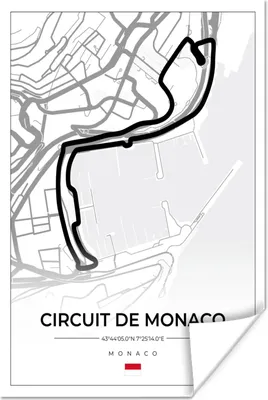 Produktbild von MuchoWow® Poster Monaco - Formel 1 - Circuit de Monaco - Rennstrecke - Weiß 20x30 cm - Papierdruck