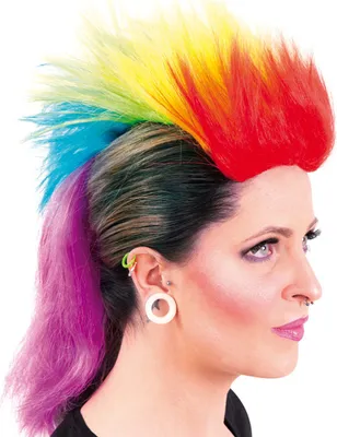 Produktbild von Perücke Irokese Rainbow Bunt Regenborgen Karneval Fasching Halloween Party Cosplay