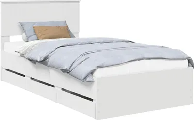 Obrázek produktu pro vidaXL Rám postele se zásuvkami bílý 100 x 200 cm Dřevěná konstrukce