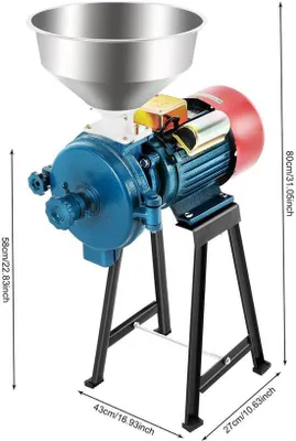 Zdjęcie produktu dla Elektryczny młynek do zbóż do suchej kukurydzy i fasoli - silnik o mocy 2200W i pojemność 26 kg - wydajny młynek do mąki