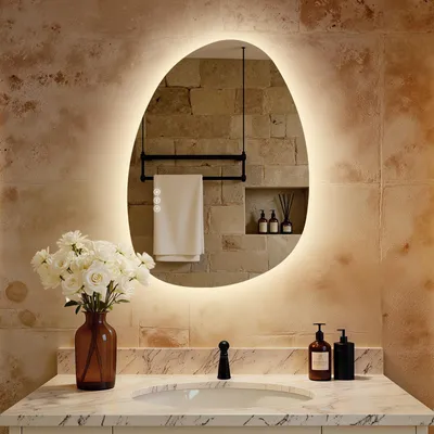 Produktbild von S'AFIELINA Badspiegel mit Beleuchtung 75×55cm LED Touch Schalter Wandspiegel 3 Lichtfarben und Dimmbar, Anti-Beschlag- und Memory-Funktion