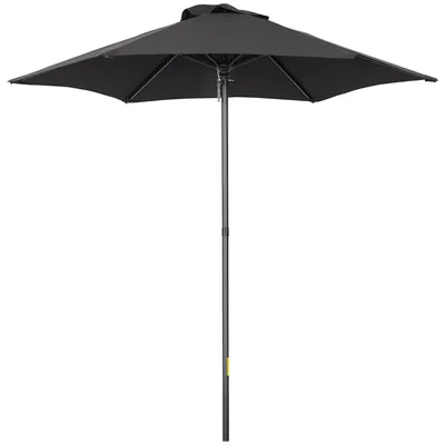 Image de Parasol Outsunny Ø 196 cm, hexagonal, pour balcon ou plage, noir