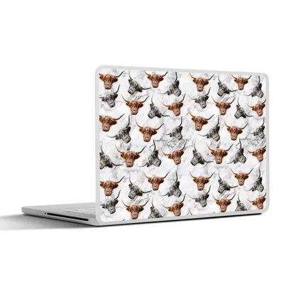 Produktbild von MuchoWow® Laptop Aufkleber Sticker Cover Schottischer Highlander - Marmor - Tiere 31x22.5 cm - Laptop-Deko