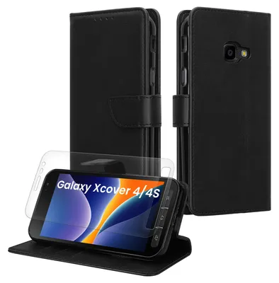 Produktbild von kwmobile Kunstleder Handyhülle kompatibel mit Samsung Galaxy Xcover 4 / 4S Hülle - Brieftaschen Schutzhülle aus Kunstleder mit Displayschutz und