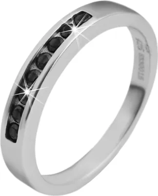 Produktbild von 925 Echt Silber Ring mit schwarzen Zirkoniasteinen, 925/rhodiniert