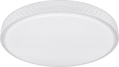 A white LED ceiling light with a decorative crystal border.