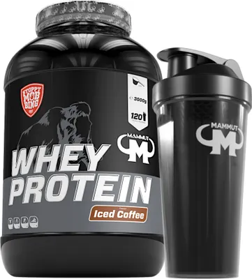 Produktbild von Mammut Nutrition - Whey Protein 3000 g Dose - 120 Portionen Eiweiß + GRATIS Protein Shaker, Geschmack: Iced Coffee