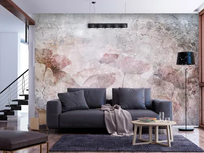 Produktbild von Vlies Fototapete Blumen 400x280 cm Tapeten Wandtapete XXL Natur Pflanzenmotiv Betonoptik grau b-A-10221-a-a