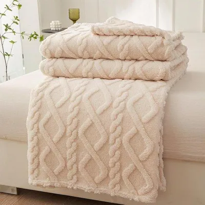 Produktbild von Famanu Fleece-Decke 200 x 230 cm - Weiß - Weiche, warme Decke für Doppelbett & Sofa