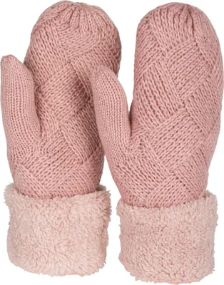 Produktbild von styleBREAKER Damen warme Winter Strick Fäustlinge, Handschuhe mit Rauten Muster, Thermo Fleece, Strickhandschuhe 09010031