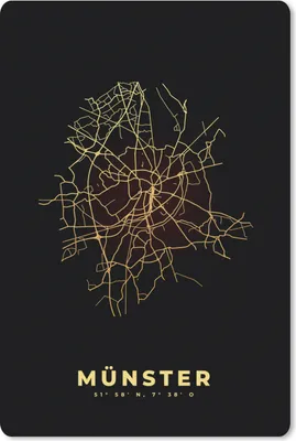 Produktbild von MuchoWow® Mauspad Mousepad Karte - Münster - Gold - Karte - Stadtplan 18x27 cm - Mousepads - Maus Mat - Pad - Mausunterlage