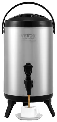 Immagine prodotto di VEVOR Distributore di bevande calde e fredde Distributore di bevande da 7,6 L, fontana d'acqua calda e fredda in acciaio inox Distributore di bevande con rubinetto e maniglia per il trasporto di caffè, acqua, succhi di frutta Brocca sottovuoto per bar e caffetterie
