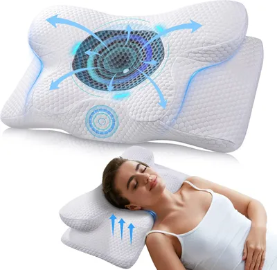 Image de Coussin ergonomique pour le cou, en mousse à mémoire de forme, dimensions 60 x 34 x 10/13 cm, idéal pour les personnes dormant sur le côté