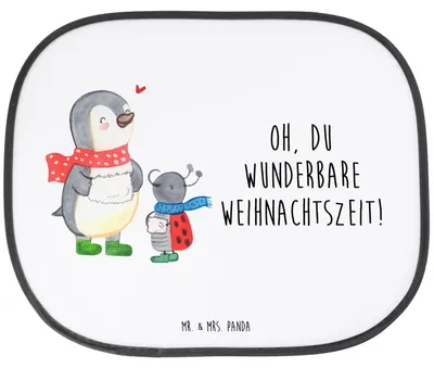 Produktbild von Mr. & Mrs. Panda Sonnenschutz Auto Smörle Winterzeit - Weiß - Geschenk, Autoscheibe, Sonnenblende, Seitenscheibe, Autoscheiben, Weihnachten Grüße, Weihnachtszeit