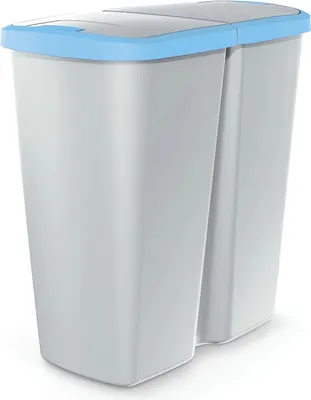 Obrázok produktu pre Odpadkový kôš COMPACTA Q DUO popolový so svetlomodrým vekom, objem 45 l