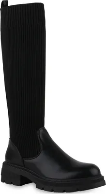 Produktbild von VAN HILL Damen Leicht Gefütterte Schlupfstiefel Stiefel Profil-Sohle Schuhe 839592, Farbe: Schwarz, Größe: 38
