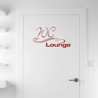 Produktbild von Wandtattoo - Wandaufkleber - Tür- Wandtattoo "WC Lounge" - 50cm x 28cm dunkelrot - Dekoration Küche Wohnzimmer Wand