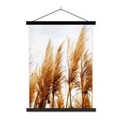 Produktbild von MuchoWow® Textilposter Pampasgras - Sonne - Gras 60x80 cm mit schwarzem Rahmen - Plakathalter