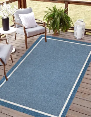 Produktbild von Outdoor Teppich FRAME  120 x 170 cm Weiß-Blau
