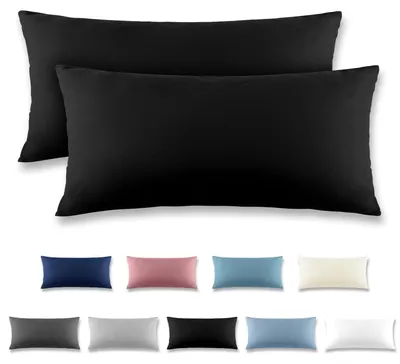 Produktbild von Kissenbezug 40 x 80 cm, 2er-Set, mit Reißverschluss – Kissenbezug aus gebürsteter Mikrofaser, waschbar bis 40 °C, schwarz
