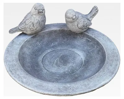 Produktbild von Vogeltränke mit 2 Vögeln aus Steinguss für den Garten