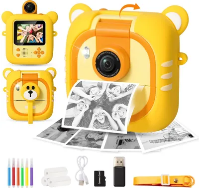 Zdjęcie produktu dla Natychmiastowy aparat fotograficzny dla dzieci z ekranem 2,4" i obiektywem 180°, w zestawie 7 rolek