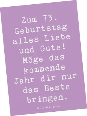 Produktbild von Mr. & Mrs. Panda Ansichtskarte Spruch 73. Geburtstag Glückwünsche - Lavendeltraum - Geschenk, Alter, Postkarte, Meilenstein, besondere Momente, Geburtstagsgruß, Grußkarte