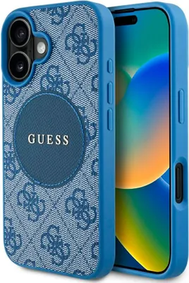 Produktbild von Guess 4G Circle Classic MagSafe Hülle Blau iPhone 16