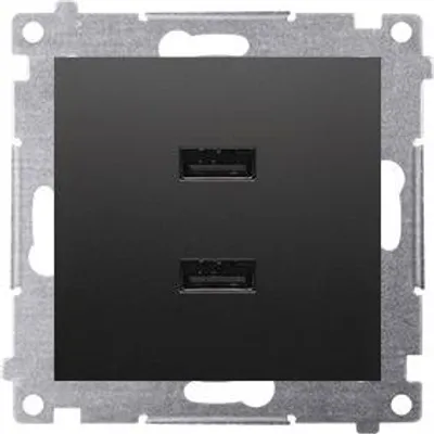 Zdjęcie produktu dla SIMON 54 Gniazdo Ładowania ŁADOWARKA USB 2x 2.1A 5VDC CZARNE DC2USB.01/49