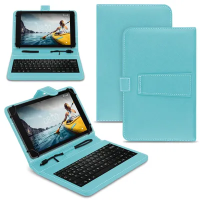 Produktbild von Tablet Hülle für Medion Lifetab E Serie 10 10.1 Zoll Tasche Tastatur SchutzhülleFarben:Türkis;Tablet:Medion Lifetab E10414